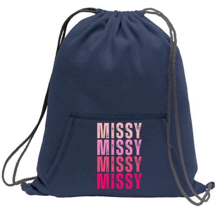 I Love Missy First Name Missy Vintage Sweatshirt Cinch Pack Bag