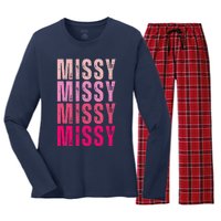 I Love Missy First Name Missy Vintage Women's Long Sleeve Flannel Pajama Set 