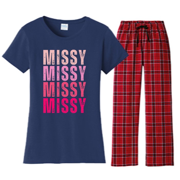 I Love Missy First Name Missy Vintage Women's Flannel Pajama Set