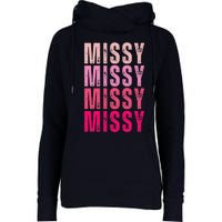 I Love Missy First Name Missy Vintage Womens Funnel Neck Pullover Hood