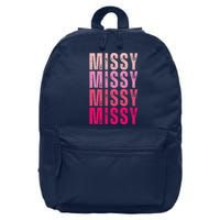 I Love Missy First Name Missy Vintage 16 in Basic Backpack