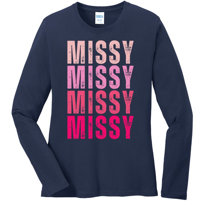 I Love Missy First Name Missy Vintage Ladies Long Sleeve Shirt