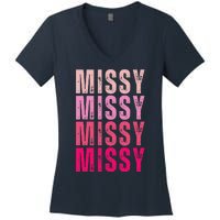 I Love Missy First Name Missy Vintage Women's V-Neck T-Shirt