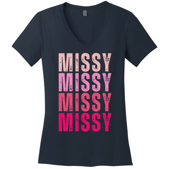 I Love Missy First Name Missy Vintage Women's V-Neck T-Shirt