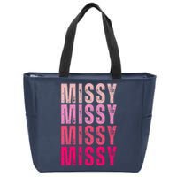 I Love Missy First Name Missy Vintage Zip Tote Bag