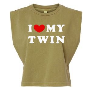 I Love My Twin I Heart My Twin Garment-Dyed Women's Muscle Tee