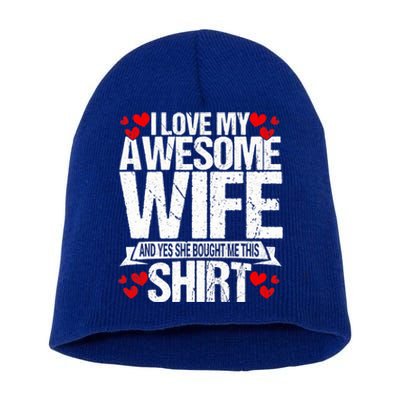 I Love My Awesome Wife Valentines Day Great Gift Short Acrylic Beanie