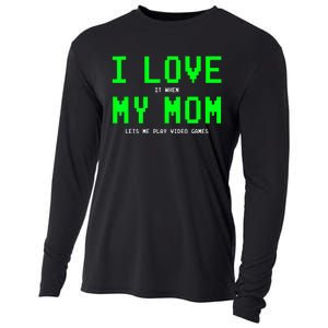 I Love My Mom Gamer Gifts For Teen Boy Video Games Cooling Performance Long Sleeve Crew