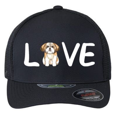 I Love My Shih Tzu Dog Shih Tzu Heart Shih Tzu Love Flexfit Unipanel Trucker Cap