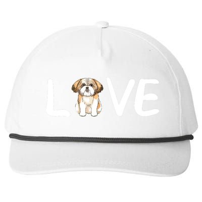 I Love My Shih Tzu Dog Shih Tzu Heart Shih Tzu Love Snapback Five-Panel Rope Hat