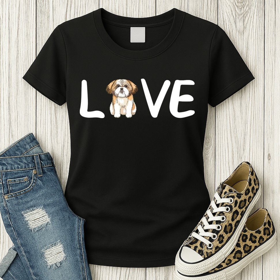 I Love My Shih Tzu Dog Shih Tzu Heart Shih Tzu Love Womens T-Shirt