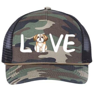 I Love My Shih Tzu Dog Shih Tzu Heart Shih Tzu Love Retro Rope Trucker Hat Cap