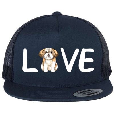 I Love My Shih Tzu Dog Shih Tzu Heart Shih Tzu Love Flat Bill Trucker Hat