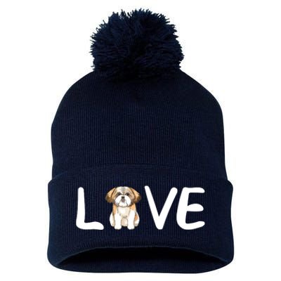 I Love My Shih Tzu Dog Shih Tzu Heart Shih Tzu Love Pom Pom 12in Knit Beanie