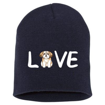 I Love My Shih Tzu Dog Shih Tzu Heart Shih Tzu Love Short Acrylic Beanie