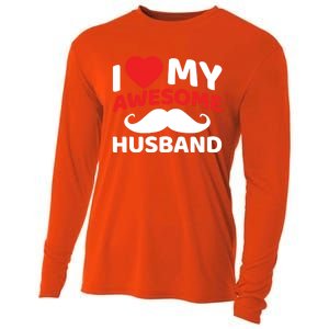 I Love My Awesome Husband Matching Outfits Valentines Day Gift Cooling Performance Long Sleeve Crew