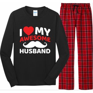 I Love My Awesome Husband Matching Outfits Valentines Day Gift Long Sleeve Pajama Set