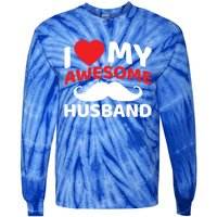 I Love My Awesome Husband Matching Outfits Valentines Day Gift Tie-Dye Long Sleeve Shirt