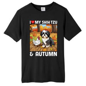 I Love My Shih Tzu And Autumn Fall Leaves Pumpkin Dog Lovers Cute Gift Tall Fusion ChromaSoft Performance T-Shirt