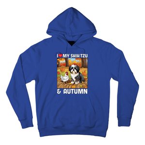 I Love My Shih Tzu And Autumn Fall Leaves Pumpkin Dog Lovers Cute Gift Hoodie