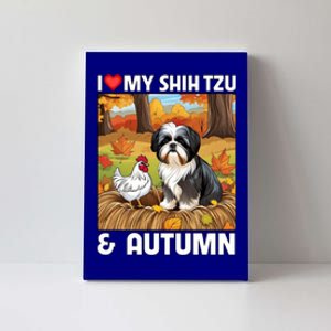 I Love My Shih Tzu And Autumn Fall Leaves Pumpkin Dog Lovers Cute Gift Canvas