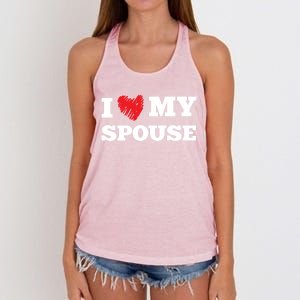 I Love My Spouse Favorite Family Member Valentines Gift Women's Knotted Racerback Tank