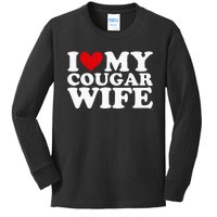 I Love My Cougar Wife I Heart My Cougar Wife Funny Couple Kids Long Sleeve Shirt