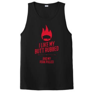 I Like My Butt Rubbed And My Pork Pulled Funny Bbq Dad Joke Cool Gift PosiCharge Competitor Tank