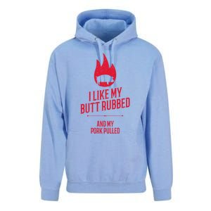 I Like My Butt Rubbed And My Pork Pulled Funny Bbq Dad Joke Cool Gift Unisex Surf Hoodie