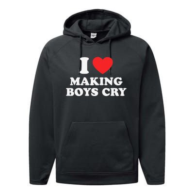 I Love Making Cry Funny Red Heart Love Performance Fleece Hoodie