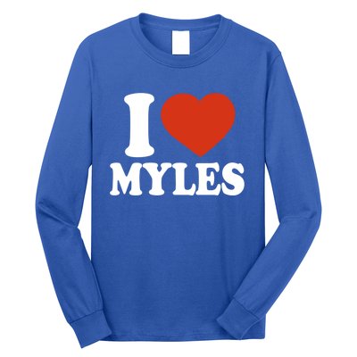 I Love Myles I Heart Myles Red Heart Valentine Gift Long Sleeve Shirt