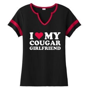 I Love My Cougar Girlfriend I Heart My Cougar Girlfriend Ladies Halftime Notch Neck Tee