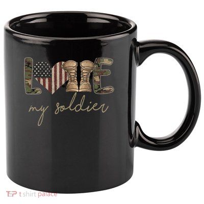 I Love My Soldier Military Army Wife Usa Camour Flag 11oz C Handle Ceramic Mug