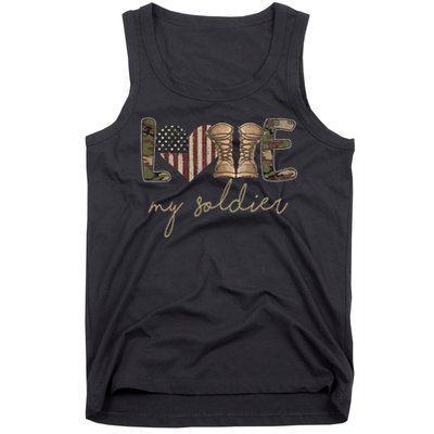 I Love My Soldier Military Army Wife Usa Camour Flag Tank Top