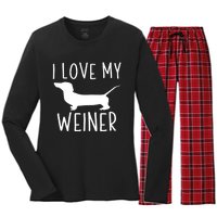 I Love My Weiner Meaningful Gift For Dachshund Lovers Women's Long Sleeve Flannel Pajama Set 