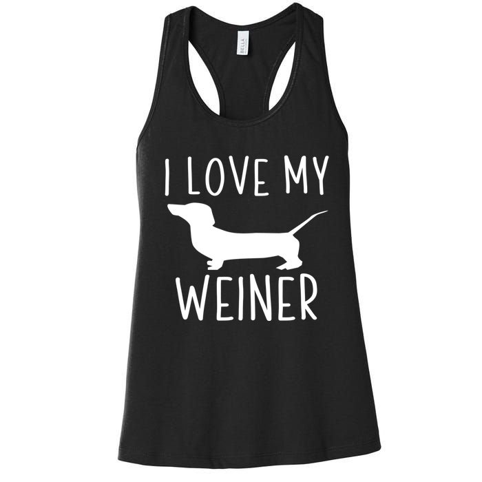 I Love My Weiner Meaningful Gift For Dachshund Lovers Women's Racerback Tank