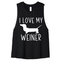 I Love My Weiner Meaningful Gift For Dachshund Lovers Women's Racerback Cropped Tank