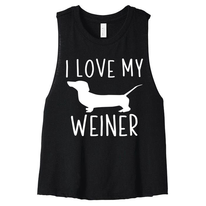 I Love My Weiner Meaningful Gift For Dachshund Lovers Women's Racerback Cropped Tank