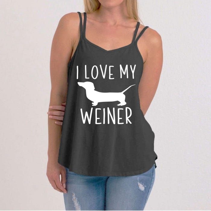 I Love My Weiner Meaningful Gift For Dachshund Lovers Women's Strappy Tank