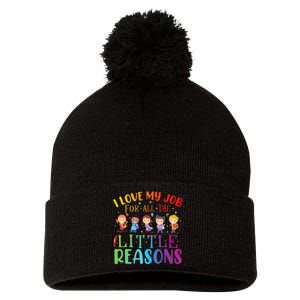 I Love My Job For All The Little Reasons Cute Teaching Pom Pom 12in Knit Beanie