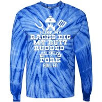 I Like My Racks Big My Butt Rubbed And Pork Pulled Pig BBQ Tie-Dye Long Sleeve Shirt