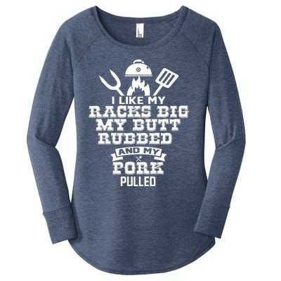 I Like My Racks Big My Butt Rubbed And Pork Pulled Pig BBQ Women's Perfect Tri Tunic Long Sleeve Shirt