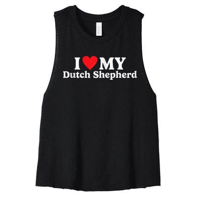 I Love My Dutch Shepherd Women's Racerback Cropped Tank