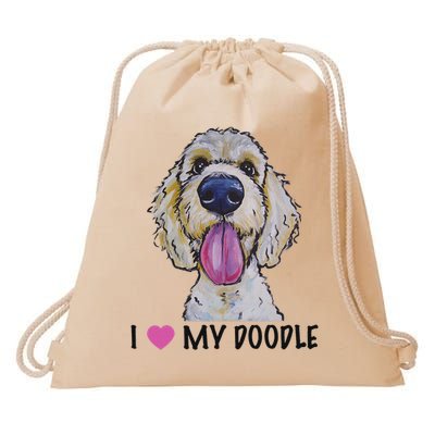 I Love My Doodle , Golden Doodle Drawstring Bag
