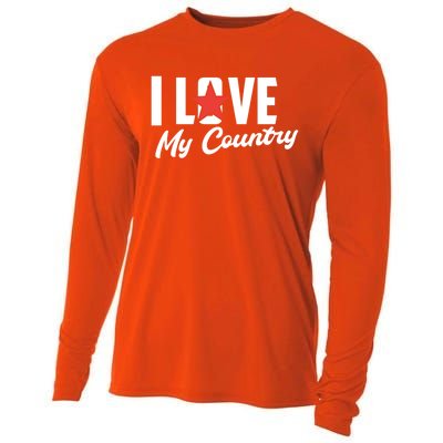 I Love My Country Awesome Freedom 4th Of July Bbq Party Gift Cooling Performance Long Sleeve Crew