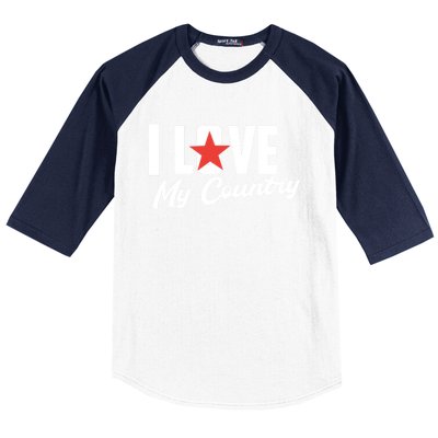 I Love My Country Awesome Freedom 4th Of July Bbq Party Gift Baseball Sleeve Shirt