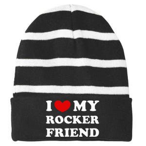 I Love My Rocker Friend I Heart My Rocker Friend Striped Beanie with Solid Band