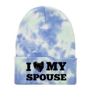 I Love My Spouse Favorite Family Member Valentines Cute Gift Tie Dye 12in Knit Beanie