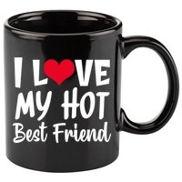 I Love My Hot Best Friend Design, I Heart My Best Friend BFF TShirt 11oz C Handle Ceramic Mug