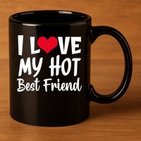 I Love My Hot Best Friend Design, I Heart My Best Friend BFF TShirt 11oz C Handle Ceramic Mug